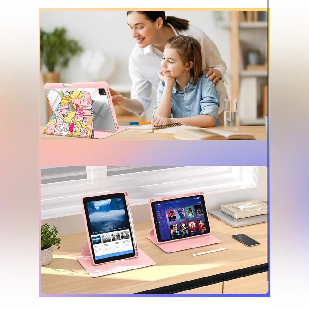 TeensGirly KawaiiCartoonFunnyLovely DesignRotateCase foriPadPro12.9/Air13Inch M2